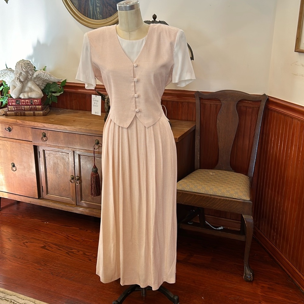 Baby Pink Check vintage 80s dress